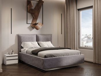 Кровать Киото с парящим основанием с подъемным механизмом серая 140х200