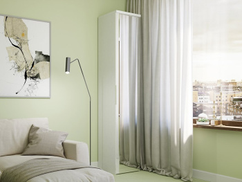 Шкаф Пенал 45х45х236 с полками (Белый капри, Белый глянец МДФ)