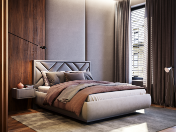 Кровать Мальта с парящим круглым основанием с подъемным механизмом серая 140х200х105