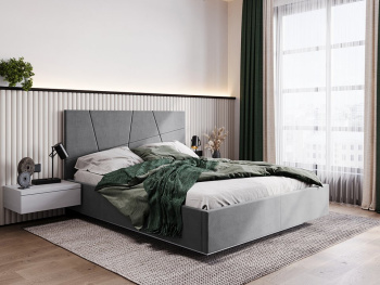 Кровать Валенсия с парящим основанием с подъемным механизмом серая 140х200