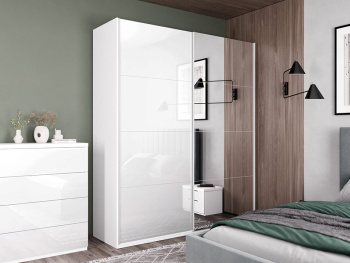 Шкаф Top Line 200х66х236 (Белый капри, Белый глянец МДФ) Шкаф Top Line 200х66х236 (Белый капри, Белый глянец МДФ)