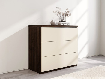 Комод Турин 90х45х83 (Дуб шоколад, Крем матовый МДФ)