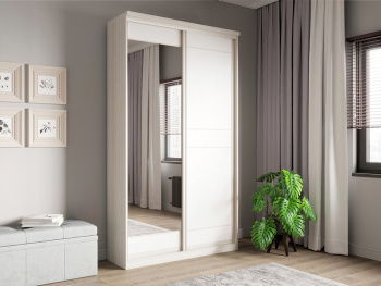 Шкаф-купе 2-х дверный 134х42х236 (Белый шпон дуба, Белый глянец МДФ) Шкаф-купе 2-х дверный 134х42х236 (Белый шпон дуба, Белый глянец МДФ)