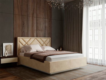 Кровать Мальта с подъемным механизмом с парящим основанием кремовая 140х200