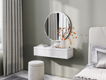 Туалетный стол Вента 90х35х20 (Белый капри, Белый глянец МДФ)