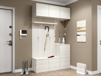 Комплект прихожей с зеркалом и ящиками белый