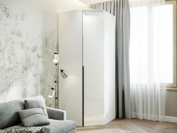 Шкаф Угловой 93х93х236 с ручками лофт (Белый капри, Белый глянец МДФ)