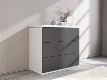 Комод Турин 90х45х83 (Белый капри, Серый темный МДФ)