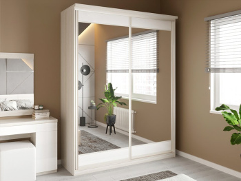 Шкаф-купе 2-х дверный 180х60х236 (Белый шпон дуба, Белый глянец МДФ) Шкаф-купе 2-х дверный 180х60х236 (Белый шпон дуба, Белый глянец МДФ)