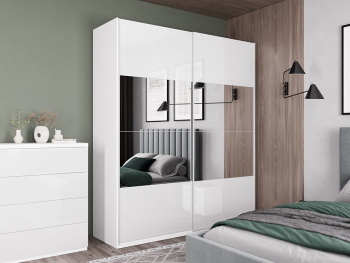 Шкаф Top Line 200х66х236 (Белый капри, Белый глянец МДФ) Шкаф Top Line 200х66х236 (Белый капри, Белый глянец МДФ)