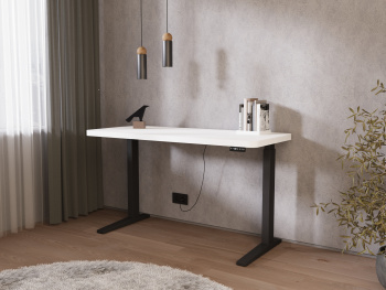 Стол Регулируемый с черными опорами 1400х600х38 (Белый Капри)