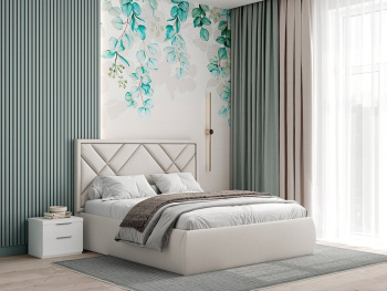 Кровать Мальта с подъемным механизмом жемчужная 140х200