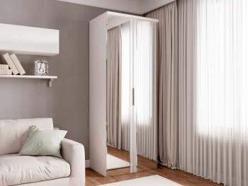 Шкаф Распашной 90х60х236 с комодом (Белый капри, Белый глянец МДФ) Шкаф Распашной 90х60х236 с комодом (Белый капри, Белый глянец МДФ)