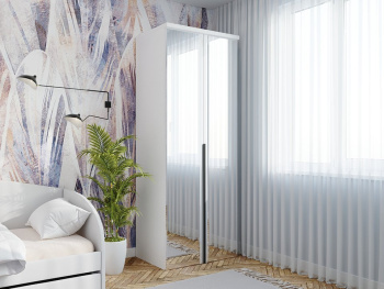 Шкаф Распашной 90х60х236 с полками, штангой и ручками лофт (Белый капри, Белый глянец МДФ)