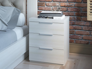 Тумба Диора 45х36х56 с тремя ящиками (Белый шпон дуба, Белый шпон дуба ЛДСП)