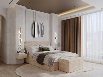 Кровать Севилья с подёмным механизмом молочная 140х200