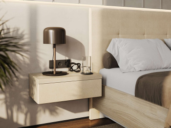 Тумба Вента с мягким фасадом 60х35х20 подвесная бежевая