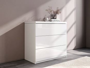 Комод Турин 90х45х83 (Белый капри, Белый глянец МДФ)