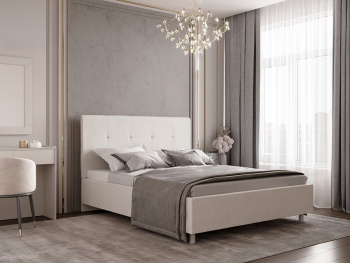 Кровать Милана на ножках жемчужная 140х200