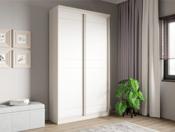 Шкаф-купе 2-х дверный 134х42х236 (Белый шпон дуба, Белый глянец МДФ)