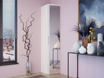 Шкаф Пенал 43х60х236 скошенный (Белый капри, Белый глянец МДФ)