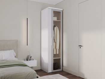 Шкаф Пенал 60х60х236 с евроштангой (Белый капри, Белый глянец МДФ)