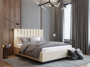 Кровать Калифорния new с подъемным механизмом с парящим основанием кремовая 140х200