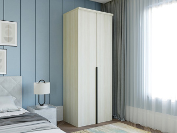 Шкаф Распашной 90х60х236 со штангой и ручками лофт (Белый шпон дуба, Белый шпон дуба ЛДСП)