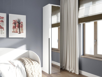 Шкаф Пенал 45х45х236 с полками и ручками лофт (Белый капри, Белый глянец МДФ)