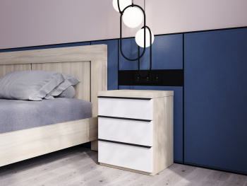 Тумба Диора 45х36х56 с тремя ящиками (Белый шпон дуба, Белый матовый МДФ) Тумба Диора 45х36х56 с тремя ящиками (Белый шпон дуба, Белый матовый МДФ)