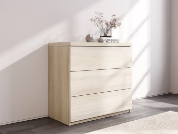 Комод Турин 90х45х83 (Белый шпон дуба, Белый шпон дуба ЛДСП)